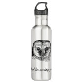 Owl mit Zitat Edelstahlflasche (Vorderseite)