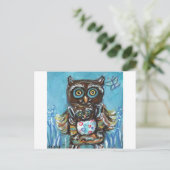 Owl Momma mit Baby Postkarte (Stehend Vorderseite)
