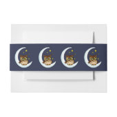 Owl Moon Blue Niedlich Stars Babydusche Einladungsbanderole (Vorderseite Beispiel)