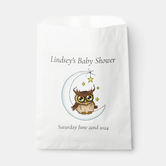 Owl Moon Blue Niedlich Stars Babydusche Geschenktütchen (Vorderseite)