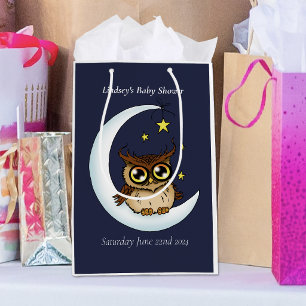 Owl Moon Blue Niedlich Stars Babydusche Mittlere Geschenktüte