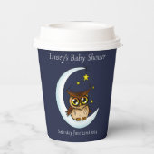 Owl Moon Blue Niedlich Stars Babydusche Pappbecher (Rückseite)