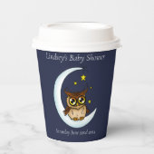 Owl Moon Blue Niedlich Stars Babydusche Pappbecher (Vorderseite)