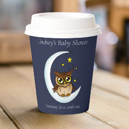 Owl Moon Blue Niedlich Stars Babydusche Pappbecher