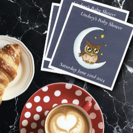 Owl Moon Blue Niedlich Stars Babydusche Serviette