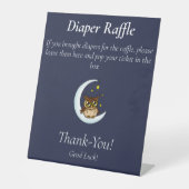 Owl Moon Blue Niedlich Stars Babydusche Sockelschild (Vorderseite)