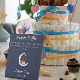 Owl Moon Blue Niedlich Stars Babydusche Sockelschild