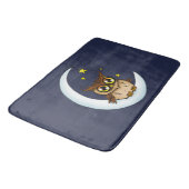 Owl Moon Blue Niedlich Stars Badematte (Schrägansicht)
