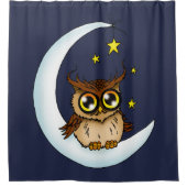 Owl Moon Blue Niedlich Stars Duschvorhang (Vorderseite)