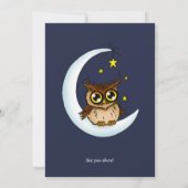 Owl Moon Blue Niedlich Stars Einladung (Rückseite)