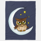 Owl Moon Blue Niedlich Stars Fleecedecke (Vorderseite)