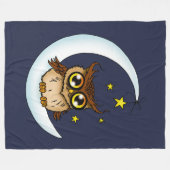 Owl Moon Blue Niedlich Stars Fleecedecke (Vorderseite (Horizontal))