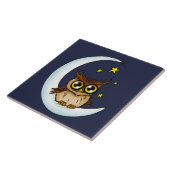 Owl Moon Blue Niedlich Stars Fliese (Seite)