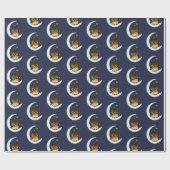 Owl Moon Blue Niedlich Stars Geschenkpapier (Flach)