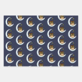 Owl Moon Blue Niedlich Stars Geschenkpapier Set (Vorderseite 3)