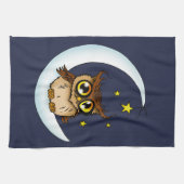 Owl Moon Blue Niedlich Stars Geschirrtuch (Horizontal)