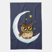 Owl Moon Blue Niedlich Stars Geschirrtuch (Vertikal)