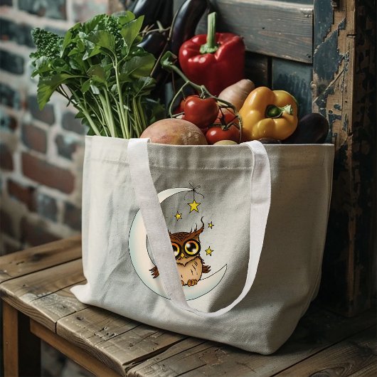 Owl Moon Blue Niedlich Stars Jumbo Stoffbeutel