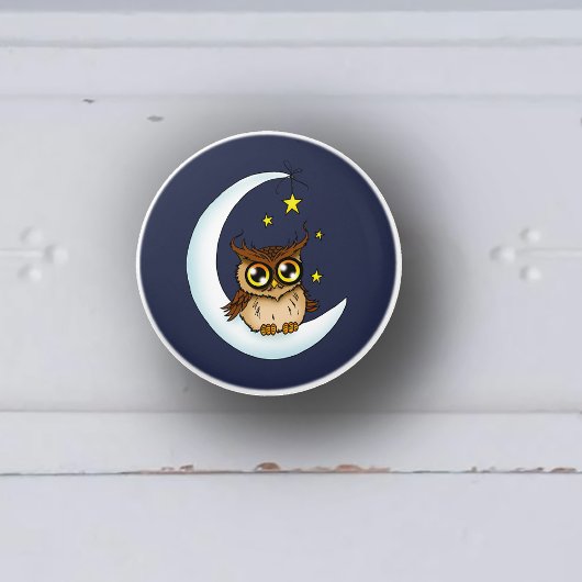Owl Moon Blue Niedlich Stars Keramikknauf