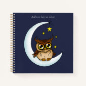 Owl Moon Blue Niedlich Stars Notizblock (Vorderseite)