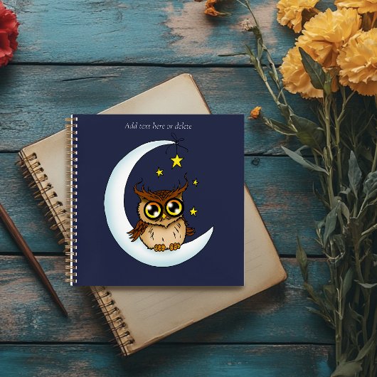 Owl Moon Blue Niedlich Stars Notizblock