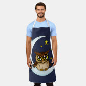 Owl Moon Blue Niedlich Stars Schürze (Getragen)