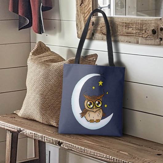 Owl Moon Blue Niedlich Stars Tasche