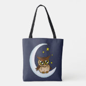 Owl Moon Blue Niedlich Stars Tasche (Rückseite)