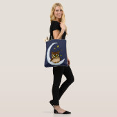 Owl Moon Blue Niedlich Stars Tasche (Am Model)