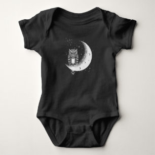 Owl Moon Celestial Bird Crescent Baby Strampler