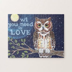 Owl Moon Halloween Night Jigsaw Puzzle Navy Herbst