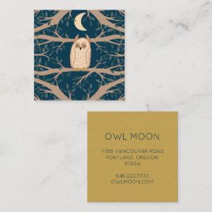 Owl Moon Mystical Magic Boho farbenfroh Quadratische Visitenkarte