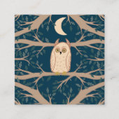 Owl Moon Mystical Magic Boho farbenfroh Quadratische Visitenkarte (Vorderseite)