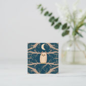 Owl Moon Mystical Magic Boho farbenfroh Quadratische Visitenkarte (Stehend Vorderseite)