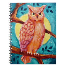 Owl & Moon Spiral Notebook Notizblock