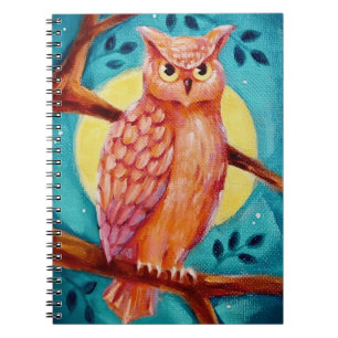 Owl & Moon Spiral Notebook Notizblock
