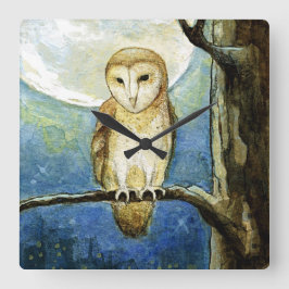 "Owl Moon" Wall Clock Quadratische Wanduhr
