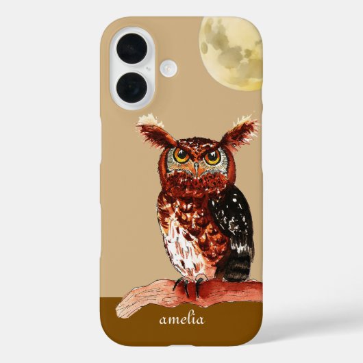 Owl Moon Wasserfarbe Case-Mate iPhone Hülle (Rückseite)
