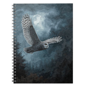 Owl Moonlit Flight Notebook Notizblock