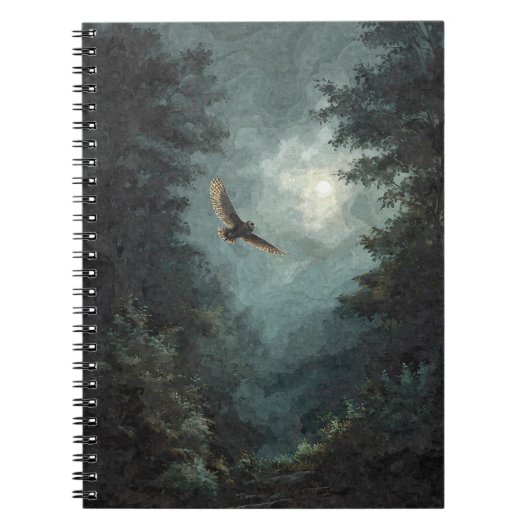 Owl Moonlit Forest Notebook Notizblock (Vorderseite)