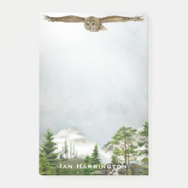 Owl Mountain Landscape Nature Lover Monogram Name Post-it Klebezettel
