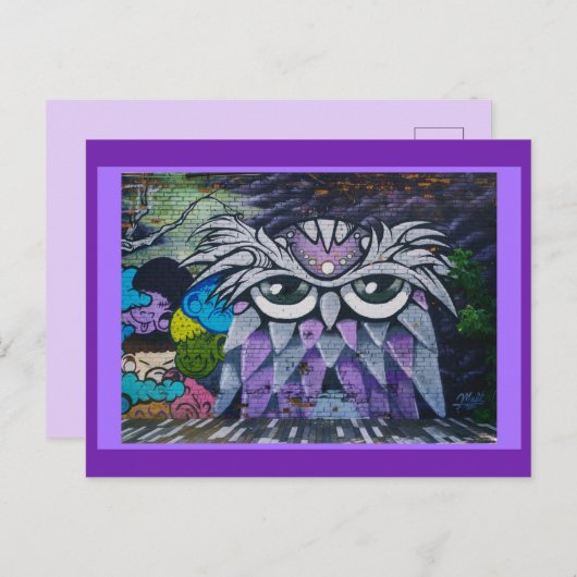 Owl Mural Postcard Postkarte (Vorne/Hinten)
