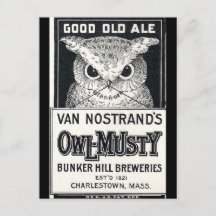 Owl-Musty Ale Beer Postcard