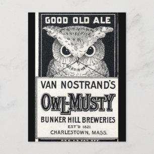 Owl-Musty Ale Beer Postcard Postkarte