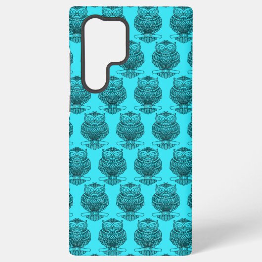 Owl (neonblau) - Samsung (S22 Ultra) Case Galaxy Hülle (Rückseite)