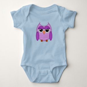 Owl Niedlich Big Eyes Lila Bird Cartoons Animal Baby Strampler