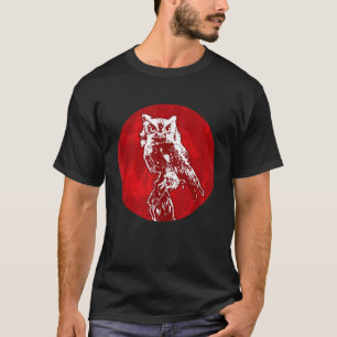 Owl Noctrurnal Animal Ornithology Red Moon Hallowa T-Shirt