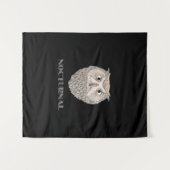Owl Nocturnal Illustration Tapestation Wandteppich (Vorderseite (Horizontal))