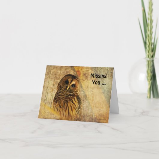 Owl Note Card - Vermisst Karte (Vorderseite)
