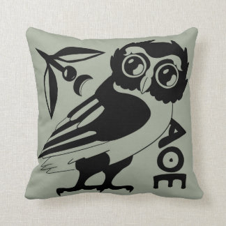 Owl of Minerva Pillow, Green/gray(#a3ac99) Kissen